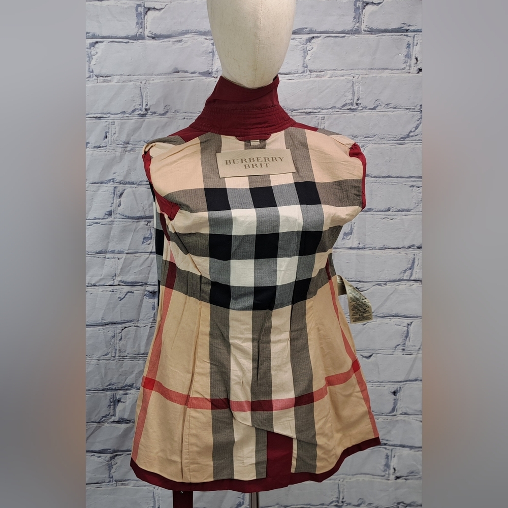 Burberry Women's Trench Coat Jacket Red Brookesby Short Length Size 2 US - Picture 11 of 16